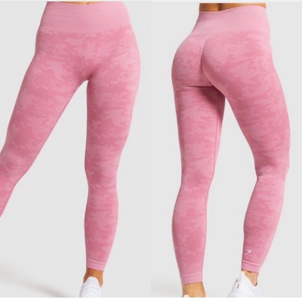 Gymshark Mauve Dusty Pink Camo High Waisted Adapt Seamless Ribbed Leggings